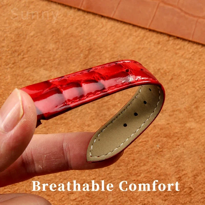 Elegant Genuine Leather Watch Strap - Waterproof & Sweatproof 18mm Women's Band Accessories