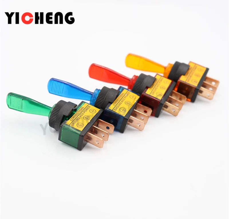 4 Stück Auto-Kippschalter 12V Beleuchteter Auto-Wippschalter 20A Wippschalter Rot Blau Grün Gelb
