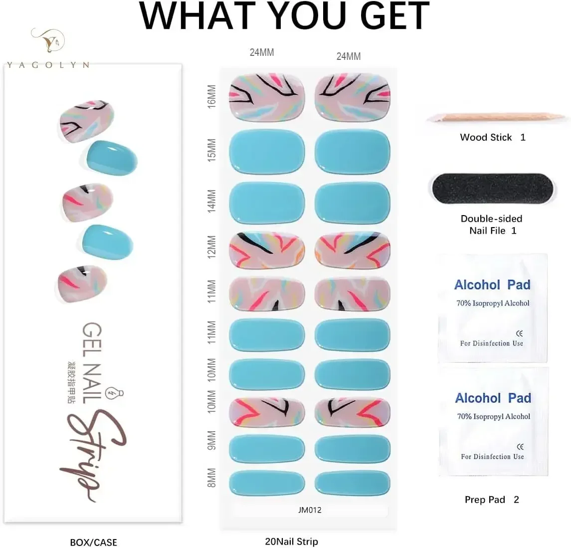 20Tips UV Gel Nail Stickers Works with Any Nail Lamps Gel Wraps for Nails Salon-Quality Long Lasting Pure Color French Tips