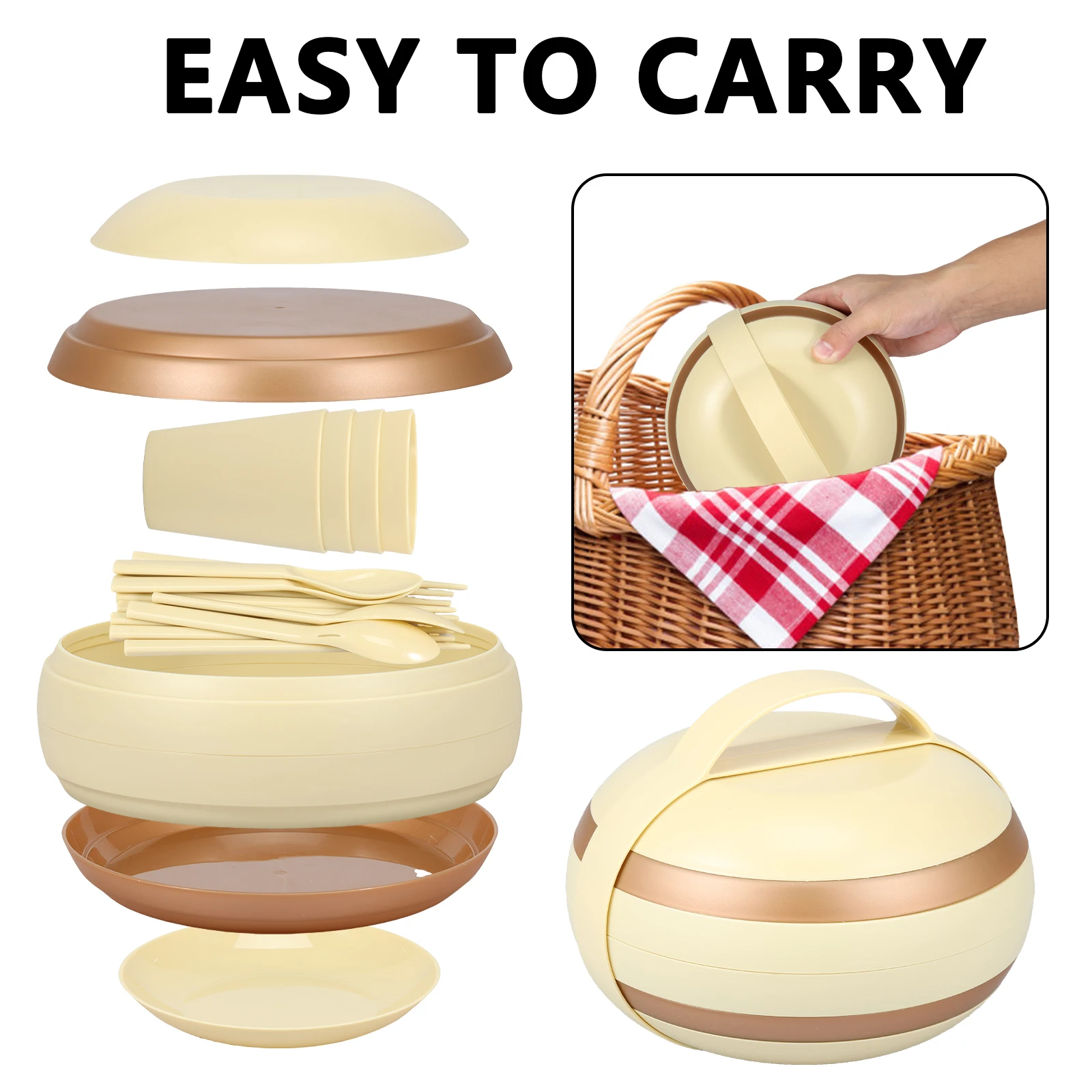 17Pcs Camping Dinner Set for 4 People Camping Plates and Bowls Set Stackable Picnic Dinner Lightweight Crockery