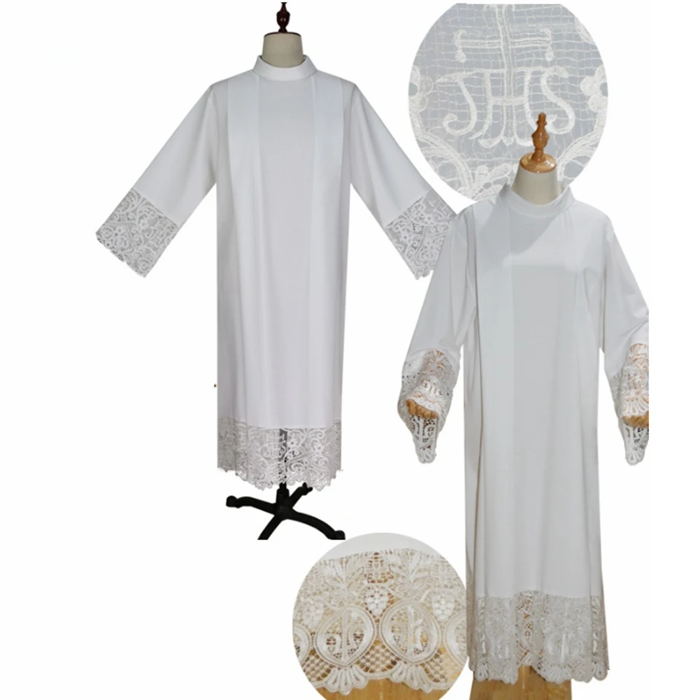 

Catholic Church Priest Costume Surplice Cassock Lace Liturgical Alb Cottas Choir Vestment