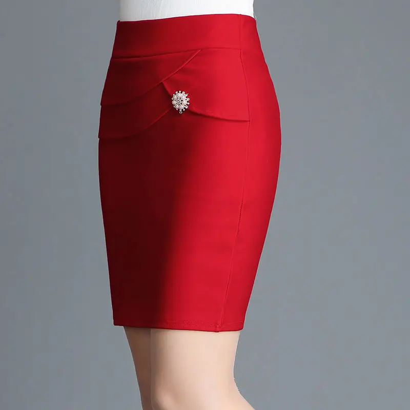 Office Lady Skinny Business Attire Red Hip-hugging Skirt Summer New Women Basic Versatile Fashion Casual Mini Office Wear Skirts