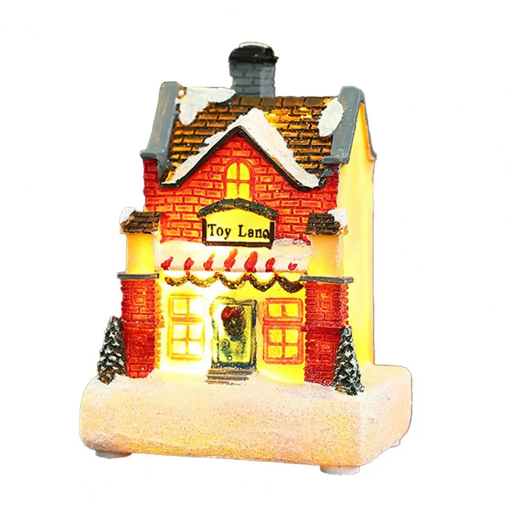 

Resin Christmas Decoration Desktop House Decoration Charming Christmas Glowing House Ornament Festive Resin Craft with Warm Xmas