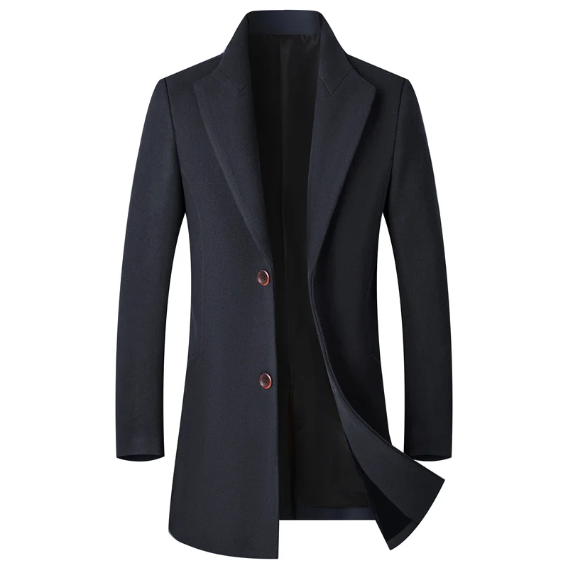 Business Casual männer Lange Woll Mäntel Solide Wolle Mischung Windjacke Jacken Herbst Winter Warme Mantel Outwear Dicke Kleidung – Detail 15