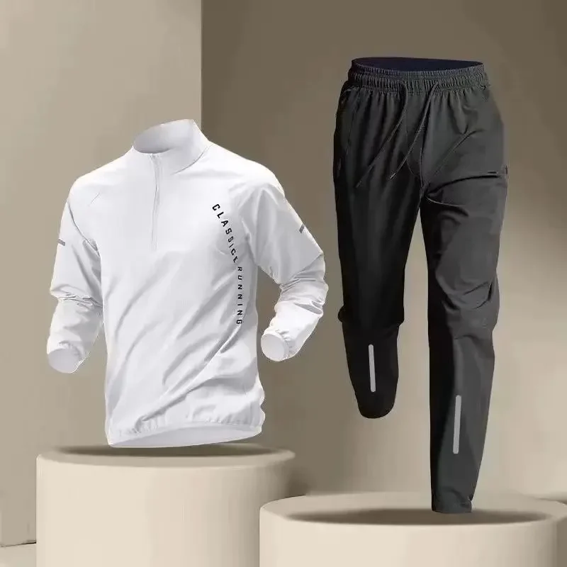 Summer Men's Quick Dry Jacket Suit Two-piece Outdoor Fitness Running Sets Sports Jogging Pants Workout Clothes Sportswear sports suit
