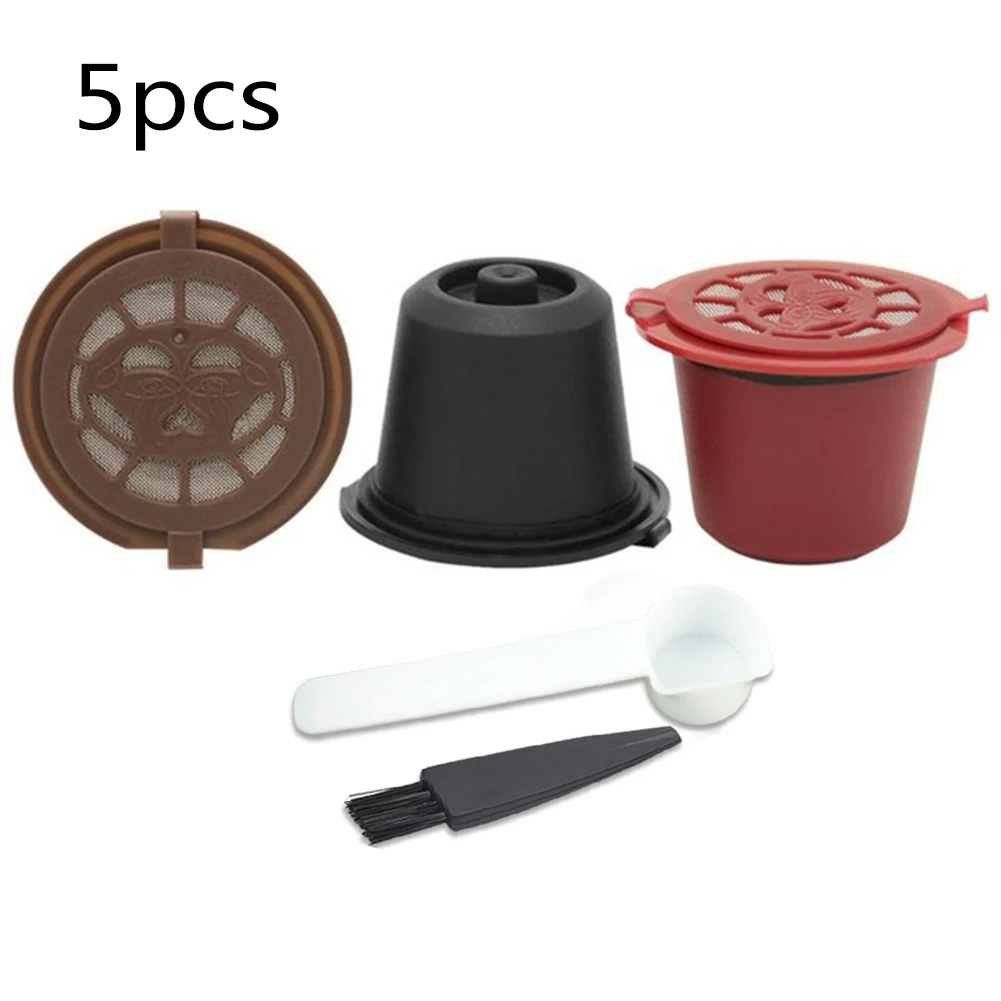 Capsula Compatibile Riutilizzabile Da 5 Pezzi Per Macchina Da Caffè Nespresso Filtro Ricaricabile Cucina In Plastica Per Uso Alimentare Cafe Spazzola 