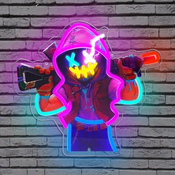 Masked Gamer LED Neon Sign – Colorful Gaming Wall Decor