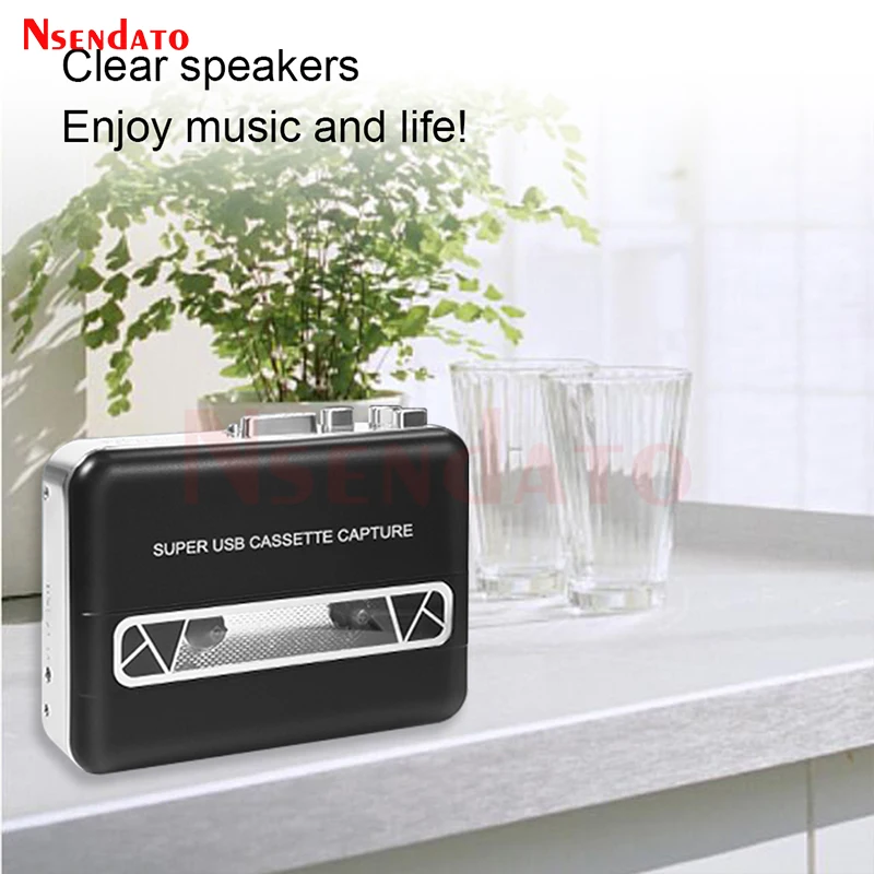 USB Cassette Player Capture Cassette Tape to MP3 Converter into Computer HiFi Digital Audio Music Player with Speaker Earphone