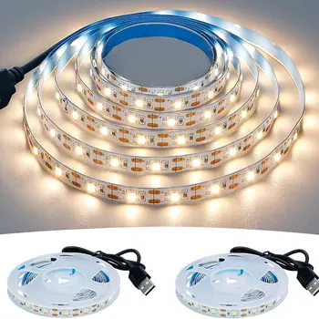 DC 5V USB LED 스트립 2835 화이트 웜 화이트 LED 스트립 조명, TV 배경 조명 테이프, 홈 데코 램프, 1- 5m LED 스트링 라이트