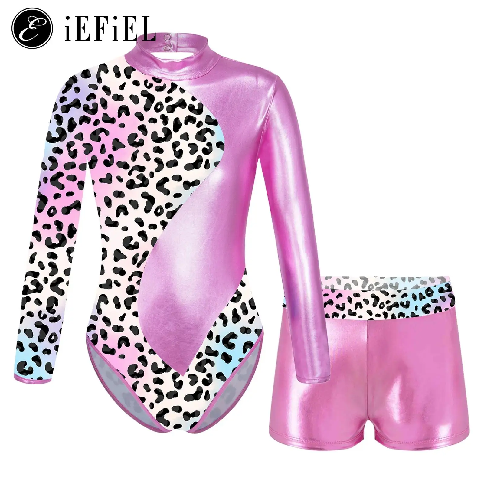 

Детская одежда для девочек, Одежда для танцев, трико с длинным рукавом и вырезом на спине, боди с шортами, комбинезон для балета, танца, гимнастики, унитард