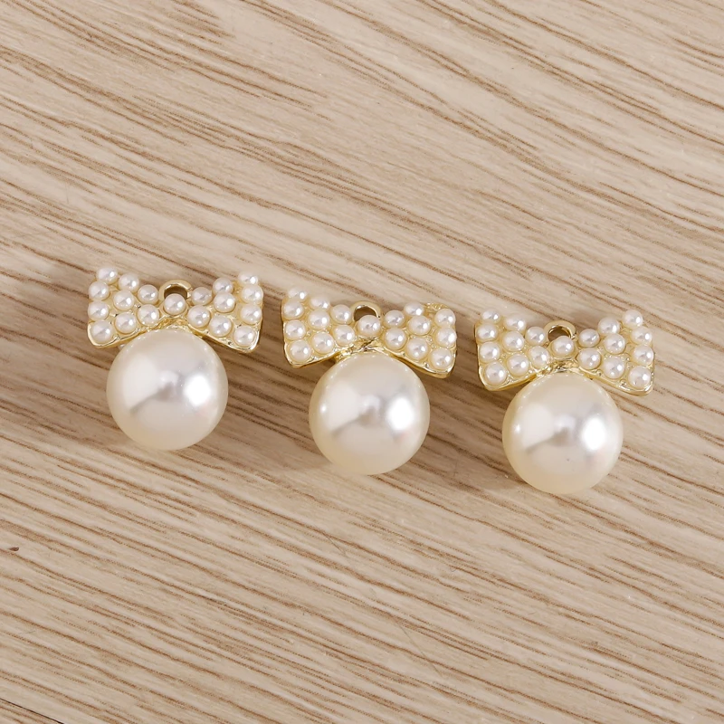 5pcs 12x13mm 여성을 만들기위한 보석에 대 한 귀여운 진주 Bowknot 매력 패션 드롭 귀걸이 펜 던 ??트 목걸이 DIY 팔찌 공예 선물