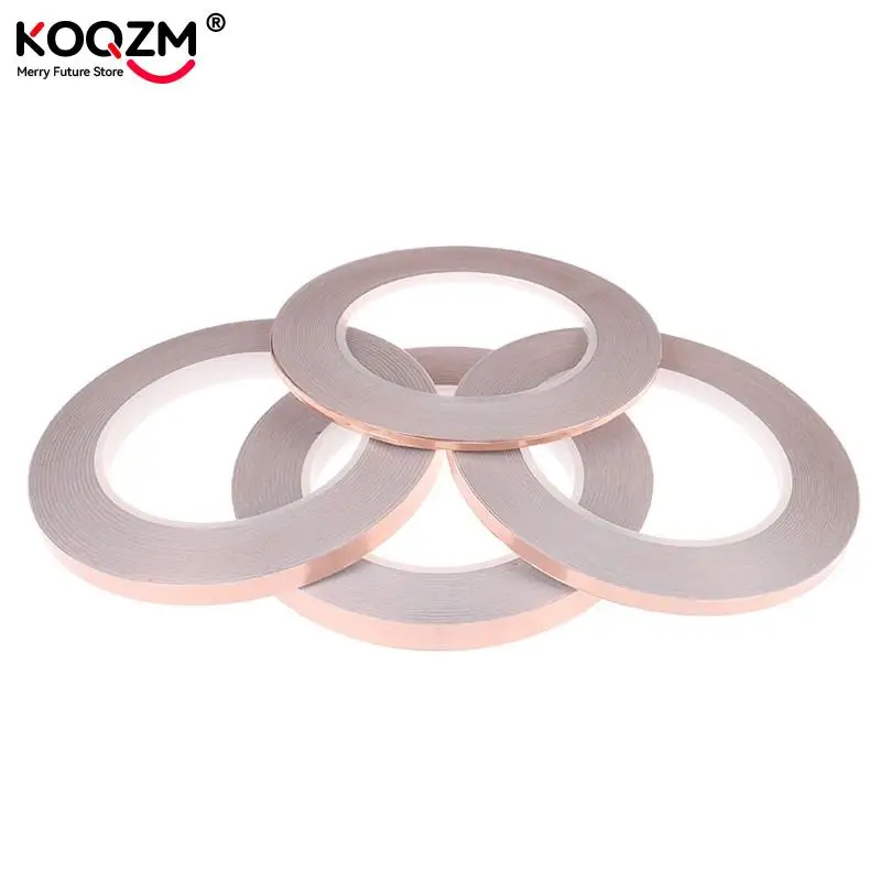 30M Single Side Conductive Copper Foil Tape Strip Adhesive EMI Shielding Heat Resist Tape 3mm 6mm 8mm 10mm