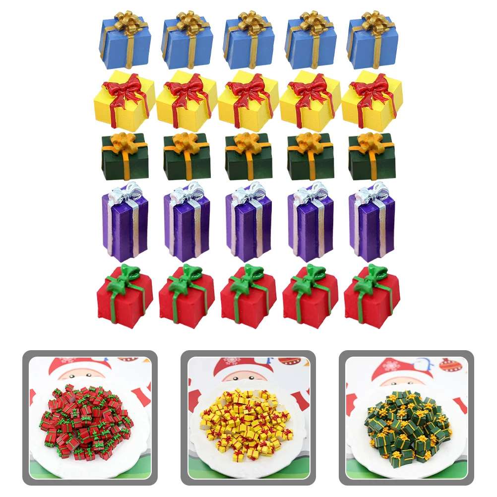 

40pcs Adorable Christmas Present Box Xmas Small Ornament Miniature Figurines Mixed Style