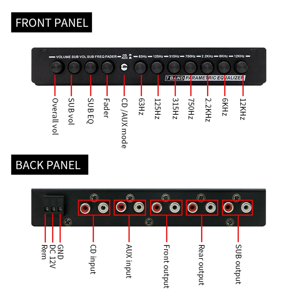 audio equalizer Professional 7 Band Car Multifunctional Audio EQ Tuning Crossover Amplifier Parametric Equalizer