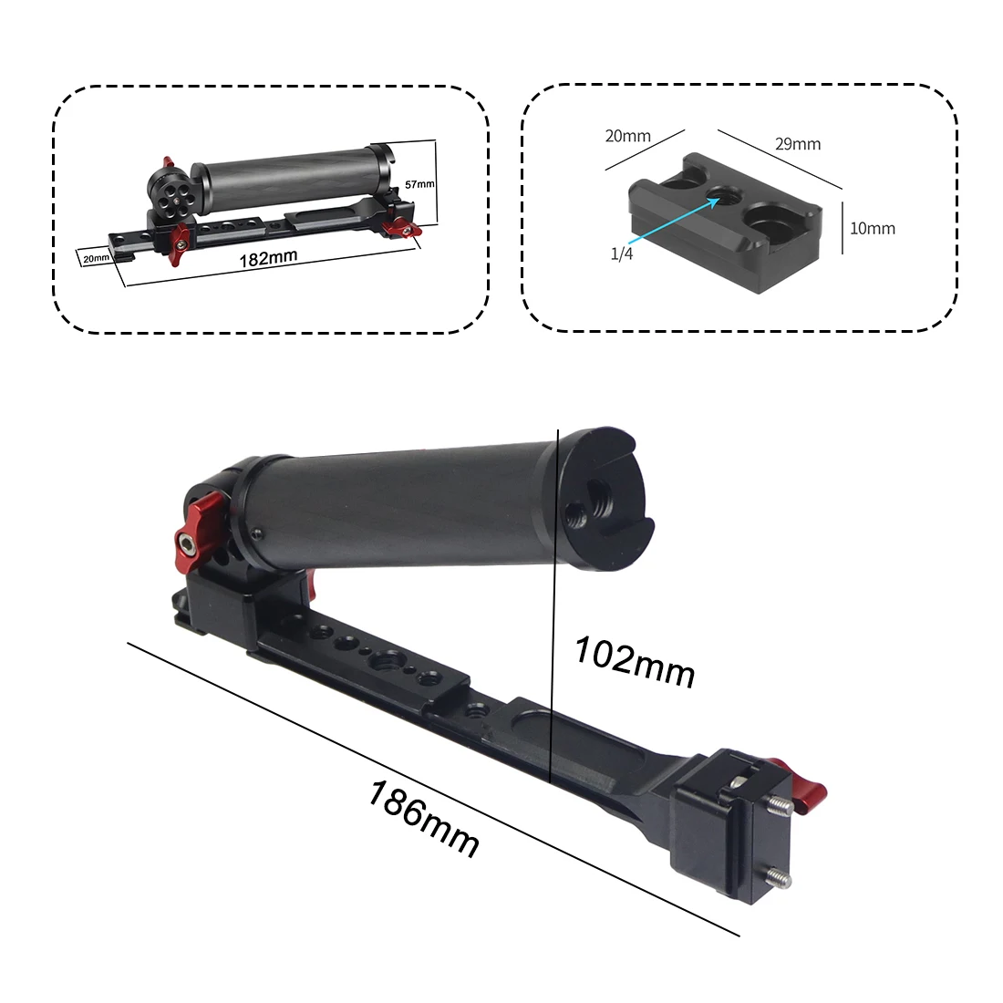 RS4 RS3 Mini RSC2 Gimbal Dual Carbon Handle Grip 180 Adjustable Clamp for Ronin