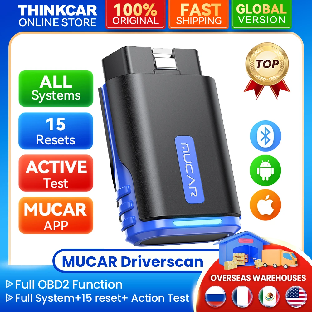 Herramienta de Diagnóstico Automotriz MUCAR Driverscan, Escáner OBD2, 15 Funciones de Reinicio, Escáner Bidireccional, Lector de Códigos para Todos los Autos, Sistema Completo