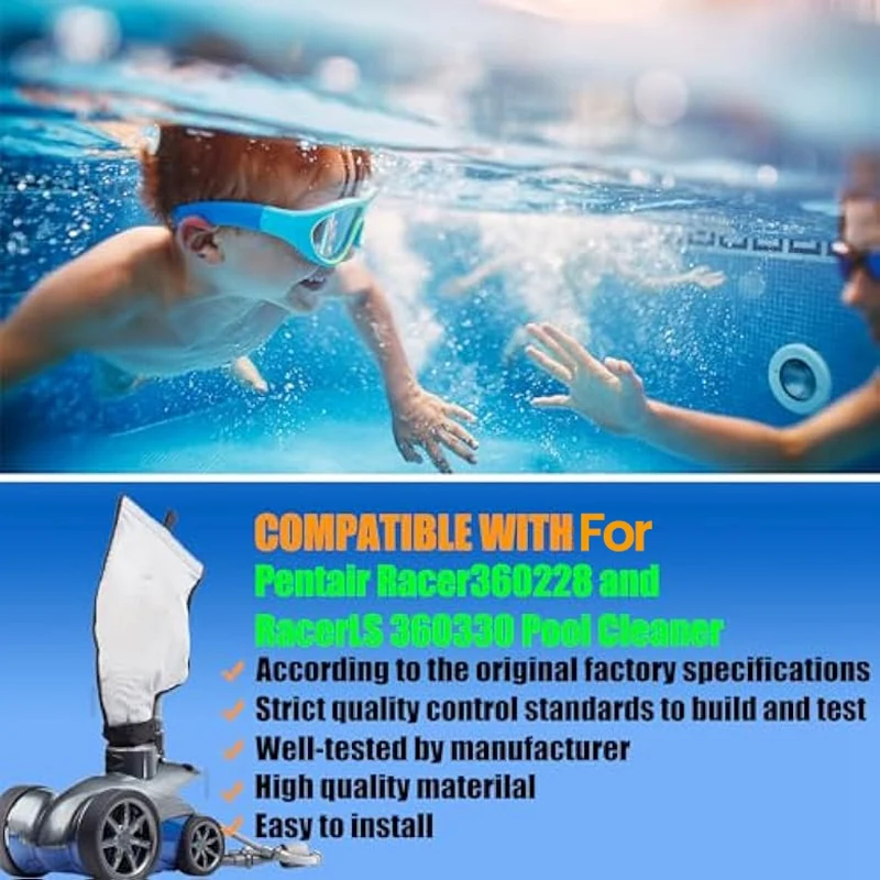 3Pcs Pool Cleaner Bag For Pentair Racer Automatic Pool Cleaner 360228 & LS 360330, Vacuum Debris Bag