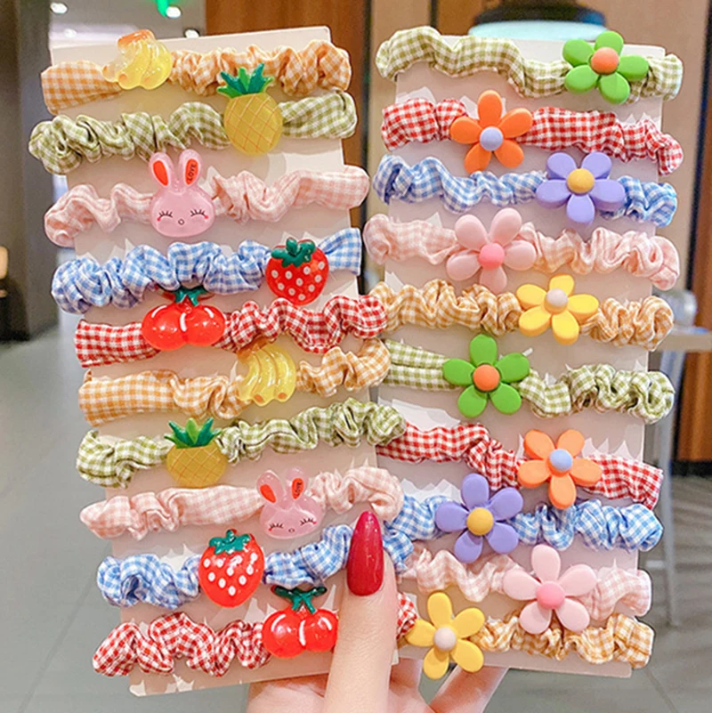 accessoriesdiy baby  10PCS/Set Children's Cartoon Character Fruits Flower Nylon Elastic Hair Band Women Girl Sweet Rubber Hair Tie Scrunchie Headwear baby accessories coloring pages	