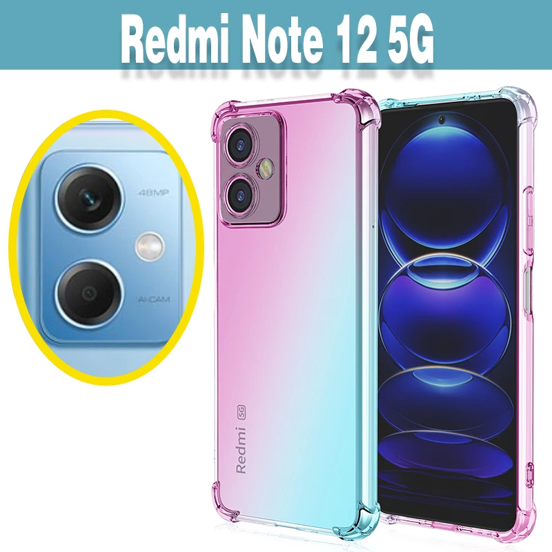 

For Xiaomi Redmi Note 12 5G China Phone Case,Hybrid Cute Gradient Soft TPU Built-in 4 Reinforced Shock-Absorbing Corners Cover