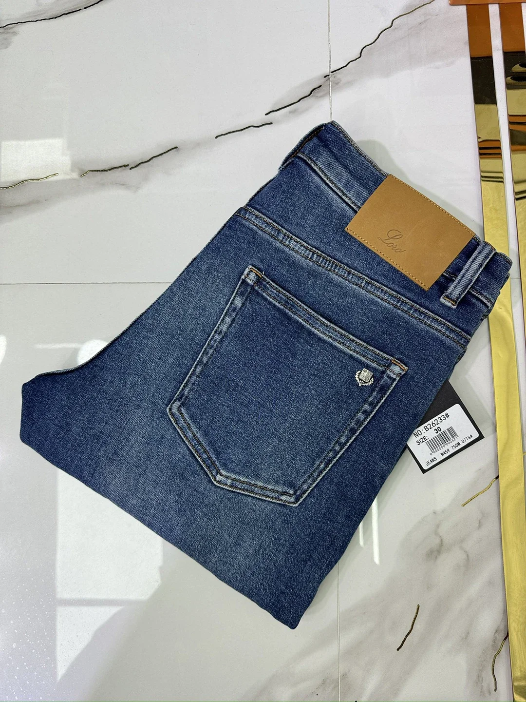

Jeans men 2024 New Men Elastic embroidery size 29-38 Straight Billionaire long pants Customized leather label Old Money