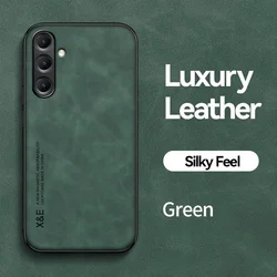 Magnetic Leather Phone Cover with Soft Silicone and Car Holder Feature for Galaxy A36 5G (Green)