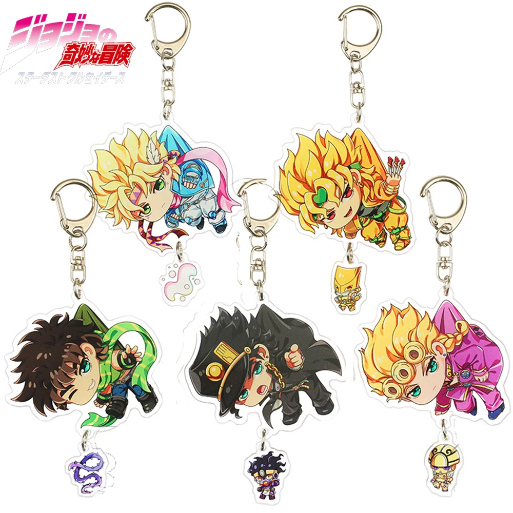 

20Pcs Anime JoJo Bizarre Adventure Acrylic Keychain Joseph Joestar Giorno Giovanna Kujo Jotaro Dio Brando Caesar Pendant Keyring