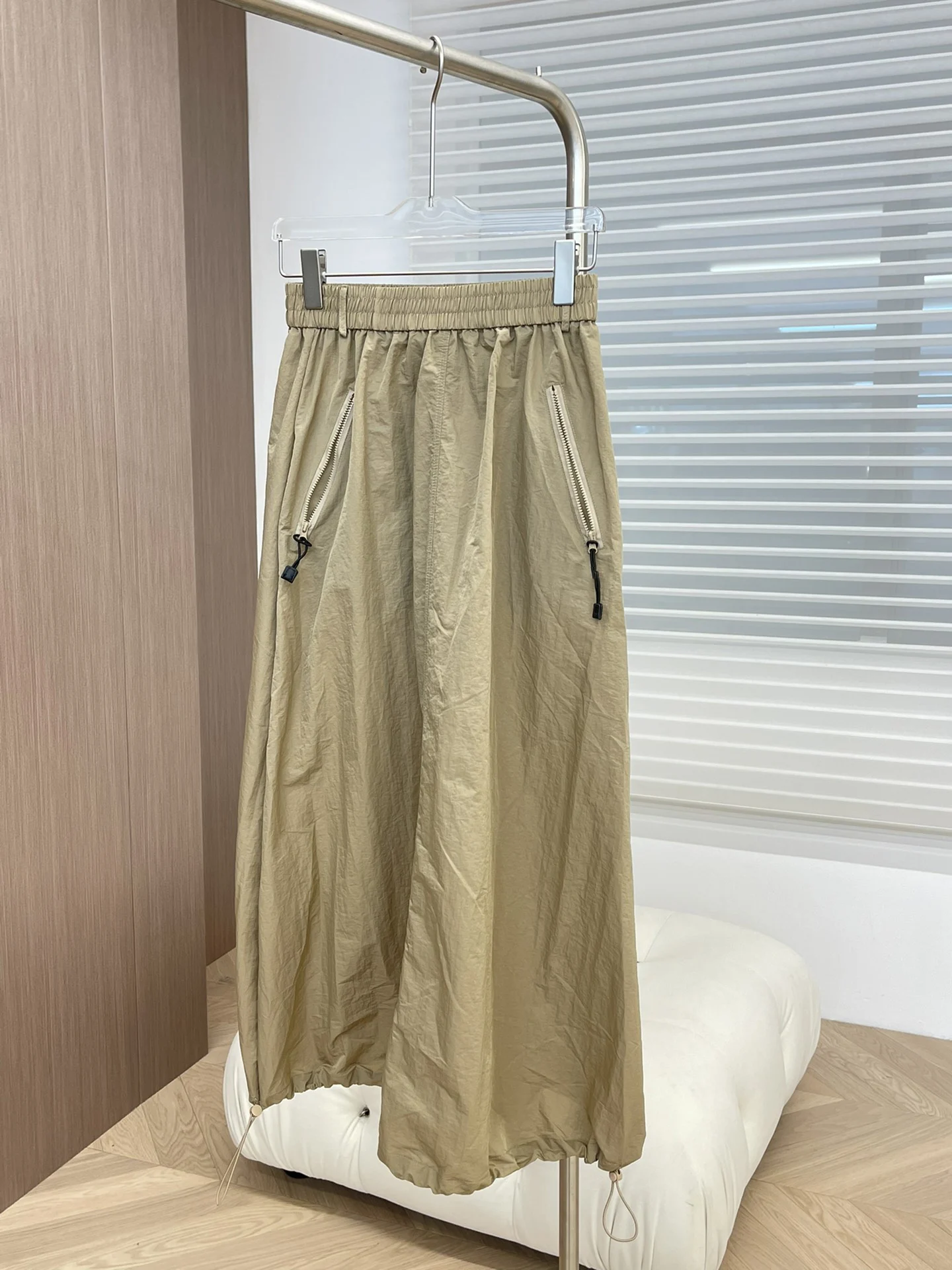 

2023 Drawstring nylon half skirt outdoor function wind long A-line hemline