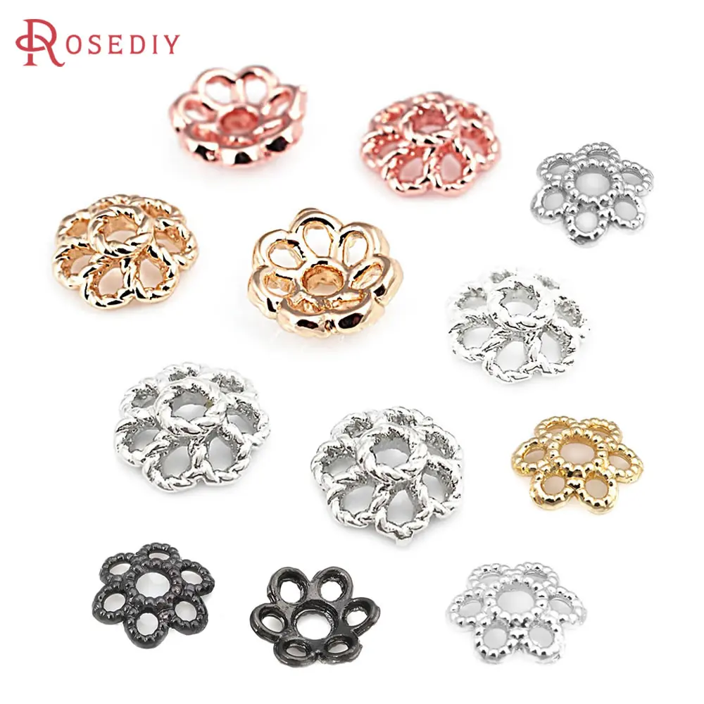 6MM 8MM 18K 골드 컬러 실버 컬러 로즈 골드 컬러 황동 비즈 모자 고품질..