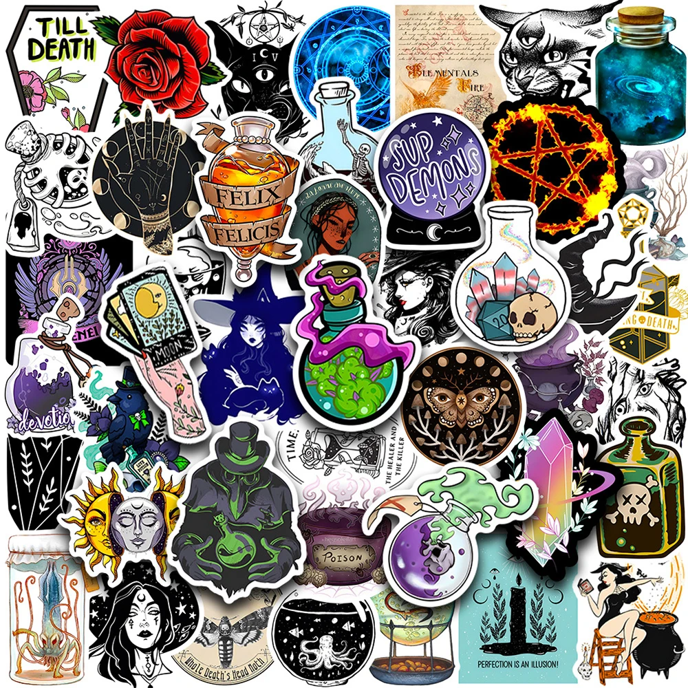 

10/50/100PCS Magic Witch Apothecary Stickers Aesthetic Lucky Crystal Decals Graffiti Scrapbooking Laptop Phone Kids Sticker Toy
