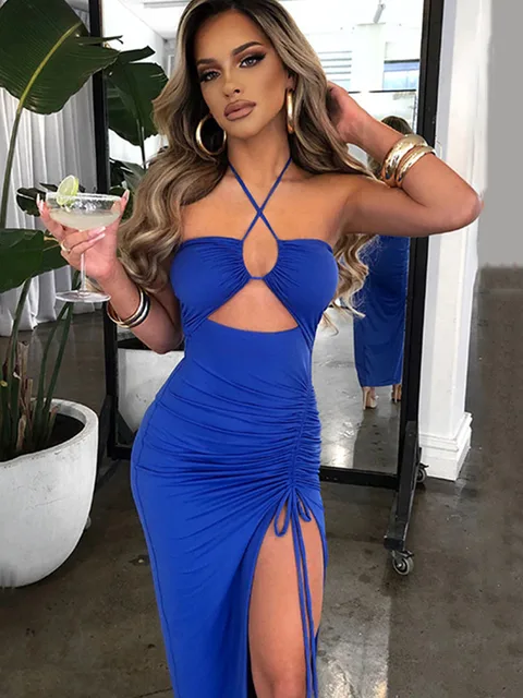 Sleeveless Sexy Female Midi Backless Dresses Slim Night Club Party Women's Dress Bodycon Vestidos Elegantes Para Mujer 2