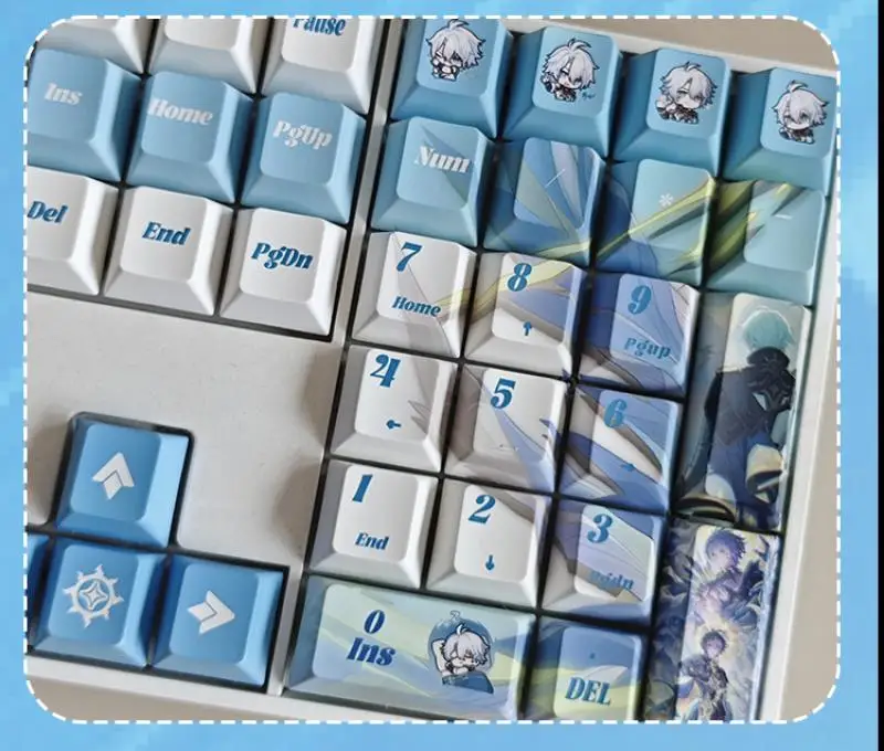 Spiel Honkai: Star Rail Phainon PBT 128-Tastenkappen, Cosplay-Requisiten, Achseseite, gravierte mechanische Tastenkappen, Gaming-Tischzubehör – Detail 5
