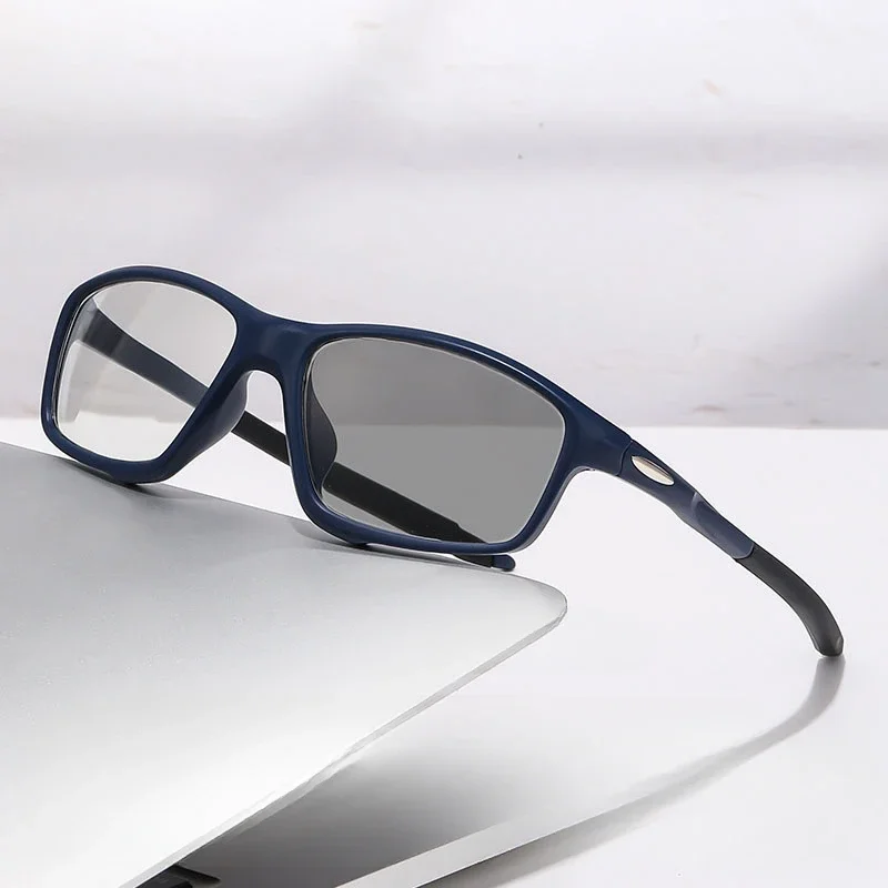 Photochromic Myopia Glasses Anti Blue Light Flat Sunglasses Sports Lenses Color Change Under Sunlight