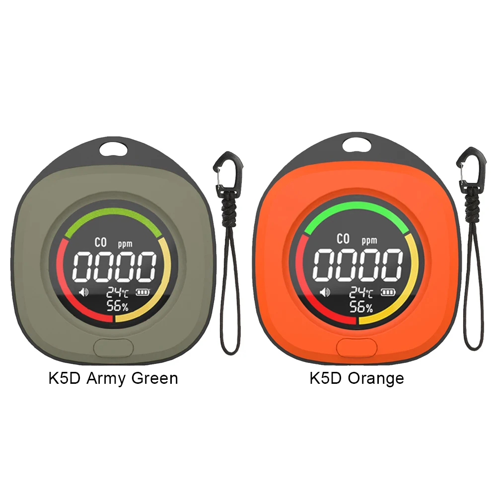 3 In 1 Portable Gas Detector Rechargeable CO Air Quality Monitor 120HR Standby CO Detector Alarm Temp Humidity Sensor for Travel