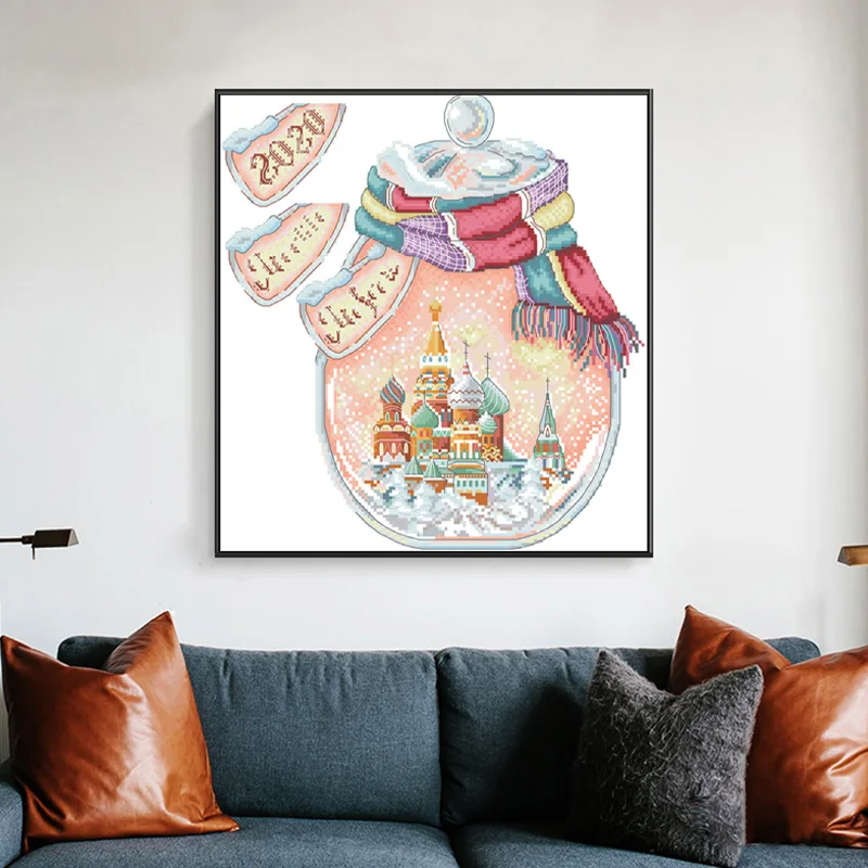 Cross Stitch Kit Landscape Series Cross Stitch Kits Patterns Unprinted Fabric Embroidery Needlework Sets 11 14CT DIY Sewing Craft Canvas Painting