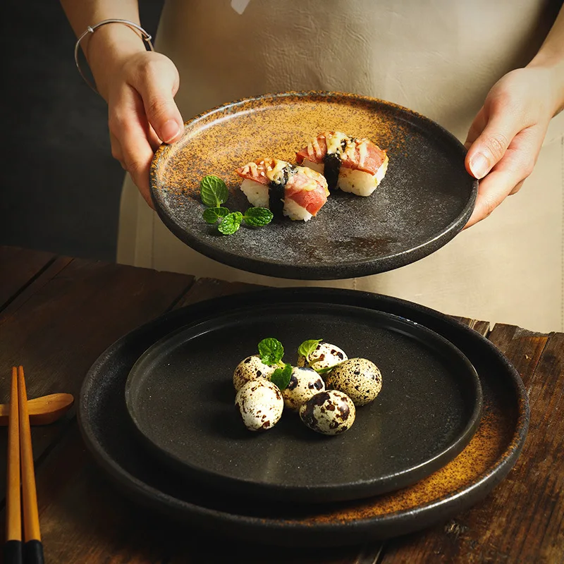 Steak plate home ceramic western food Italian plate Japanese sushi breakfast dessert creative pizza