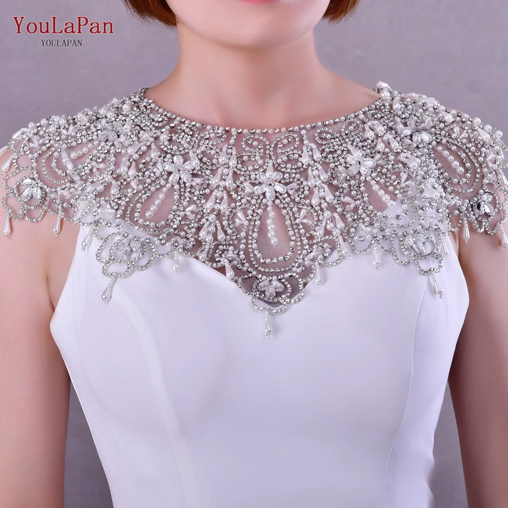 

YouLaPan SG03 Wedding Cape with Rhinestones Bridal Crystal Shawl Bride Top Wedding Accessories Bolero Woman Party Silver