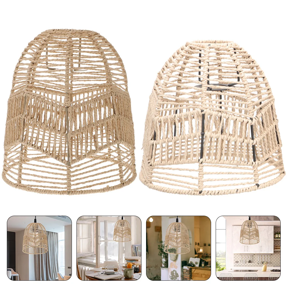 

Paper Rope Lampshade Outdoor Decorative Novel Light Farmhouse Rattan Pendant Light Shades Ceiling Pendant Hanging