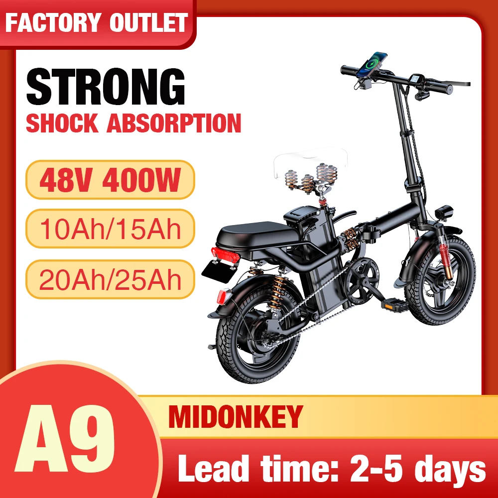 Midonkey 14 Pollici Ebike Bicicletta Elettrica Pieghevole 400W 48V 25Ah Ad Alte Prestazioni Per Bici Elettrica Pieghevole Bicicletta Elettrica