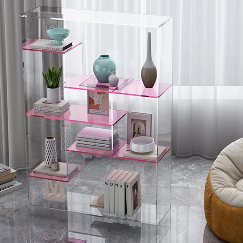 핑크 침실 갭 다기능 책장 보관 어린이 정리함, 도서관 책꽂이, 아크릴 책꽂이, 북유럽 가구 AA