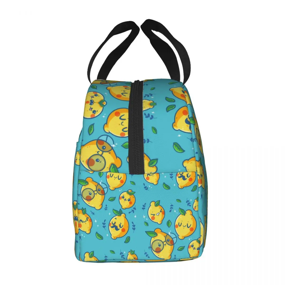 Funny Lemon Faces Insulated Lunch Tote Bag for Women Summer Citrus Fruit Resuable Cooler Thermal Food Lunch Box School