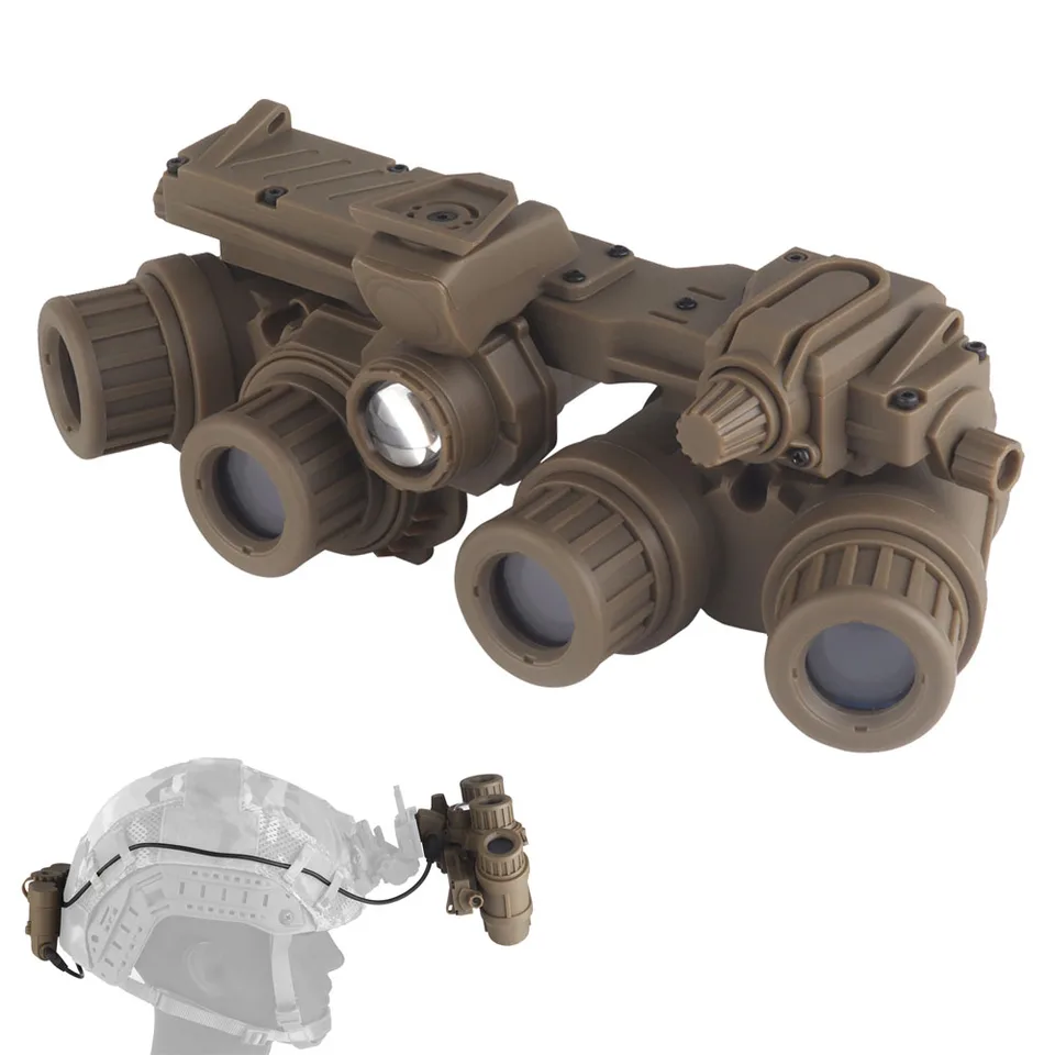 Casque Tactique G.PNVG18 Modèle Factice - Compatible Bases Wilcox, Avec Boîtier Batterie Factice - Pour Cosplay, Airsoft, Déco