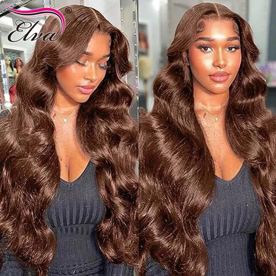 

Chocolate Brown Lace Front Wigs Hd Lace Frontal Wig Human Hair Pre Plucked 13x6 Hd Lace Frontal Wig Human Hair Wigs Elva Hair