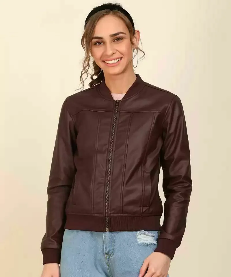 100% Leather Jacket Zipper NEW Modern Women Casual Wear Genuine Lambskin
