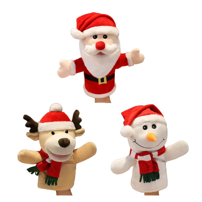 

Elk Snowman Plush Puppets Santa Hand Puppet for Imaginative Pretend for Play Storytelling Christmas Party