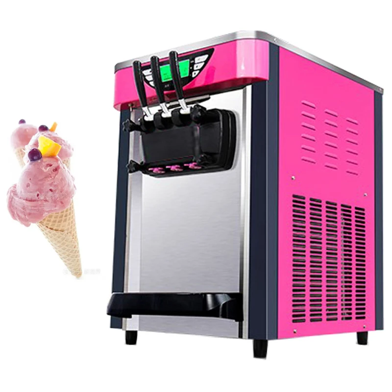 

Two Colors Ice Cream Machine Stainless Steel Soft Ice Cream Makers Desktop Yogurt Sweet Cone Freezing Equipment Vending Machine
