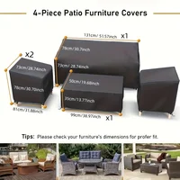 420D Outdoor Furniture Cover Waterproof, 4-Piece Patio Furniture Covers for 4 PCS Patio Outdoor Conversation Set, Included: Ourd 2