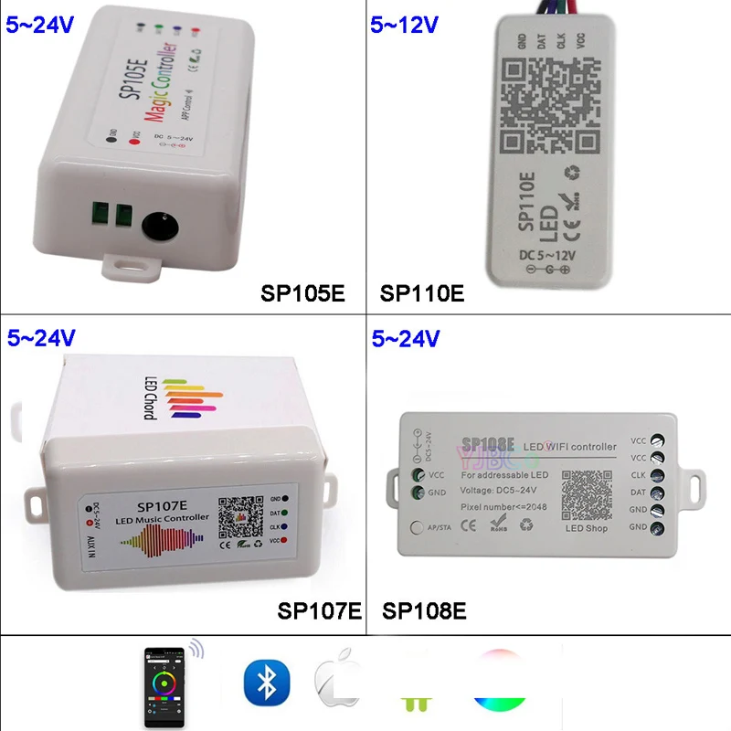 Светодиодный музыкальный контроллер SP108E Wi-Fi WS2811 WS2812B SP107E SK6812 SP105E Bluetooth APA102 SP110E WS2801