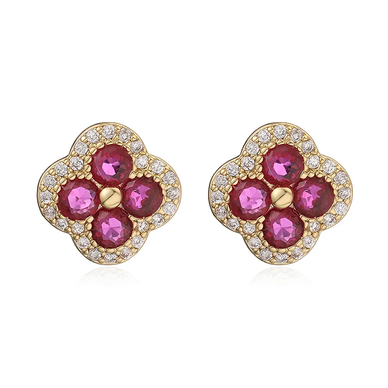 HECHENG 18K Gold Plated CZ Stone Flower Earrings image 3