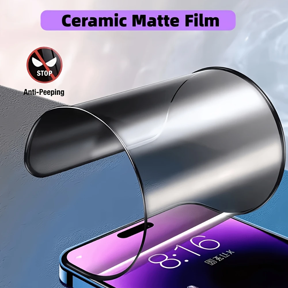 NNBILI 3pcs Full Coverage Frosted Privacy Screen Protector Ceramic Film Anti-Peep Upgrade Edge Protection for iPhone 18 Pro Max