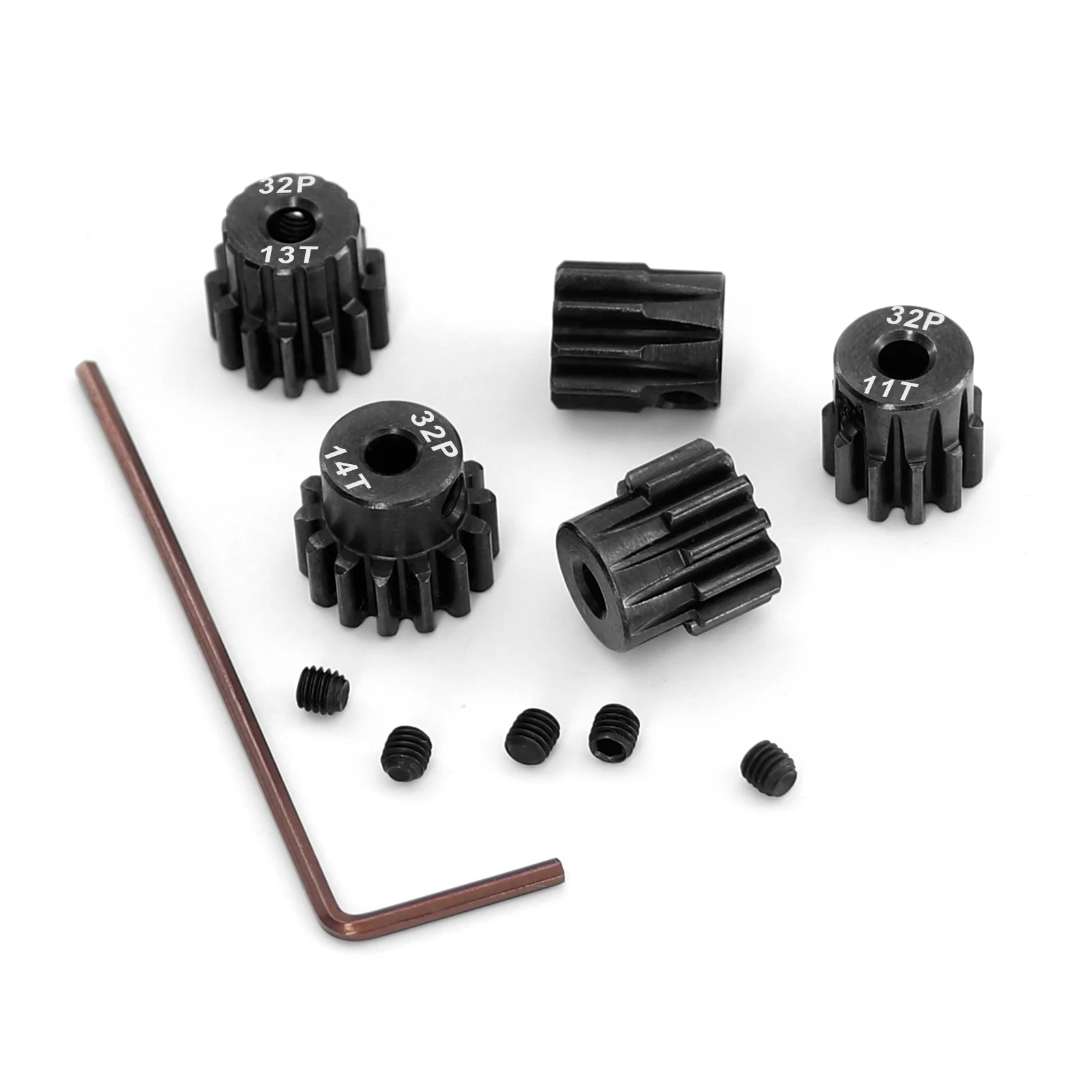 5 Stück Stahl gehärtete 32P Ritzel 10T 11T 12T 13T 14T 3,175 mm Welle für Traxxas Arrma HSP HPI AXIAL Tamiya Losi 1/10 RC Auto – Detail 4